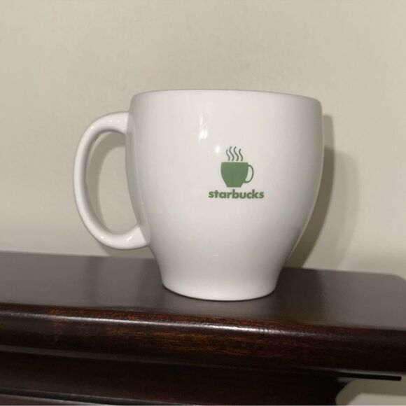 Starbucks Abbey White Green Barista Series Round Medium Ceramic Mug - Picture 2 of 6